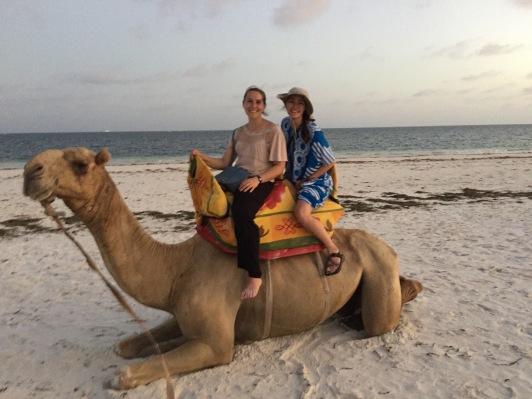 Gretchen and I on a camel in Mombasa, Kenya